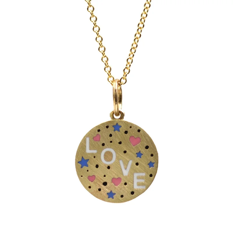 Women's friendship necklaces-Enamel Speckled LOVE Necklace