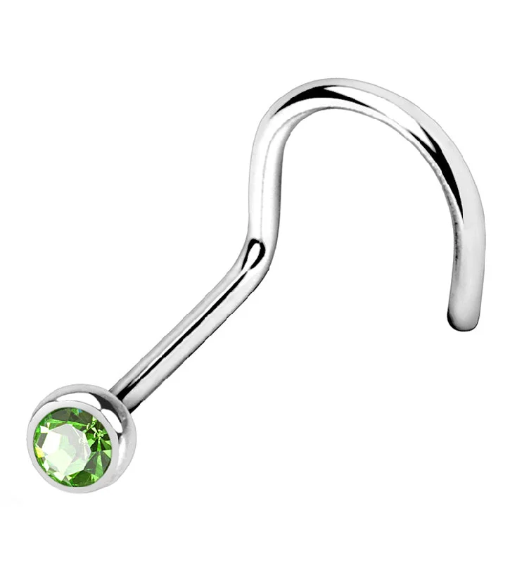 Women's cross rings-Green Gem Nose Screw Ring