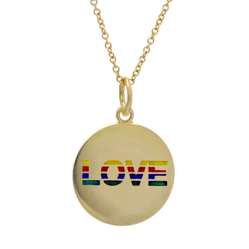 Women's wedding necklaces-Striped Enamel LOVE Necklace