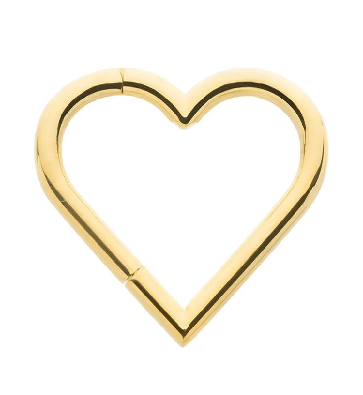 Women's celestial rings-Gold PVD Heart Stainless Steel Hinged Segment Ring