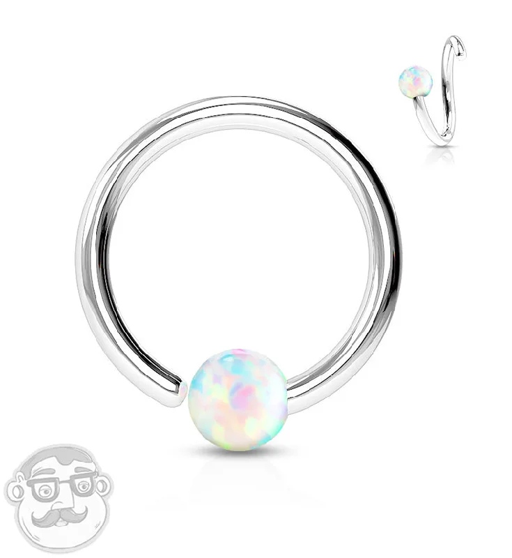 Women's mother-daughter rings-White Opalite Fixed Captive Ring