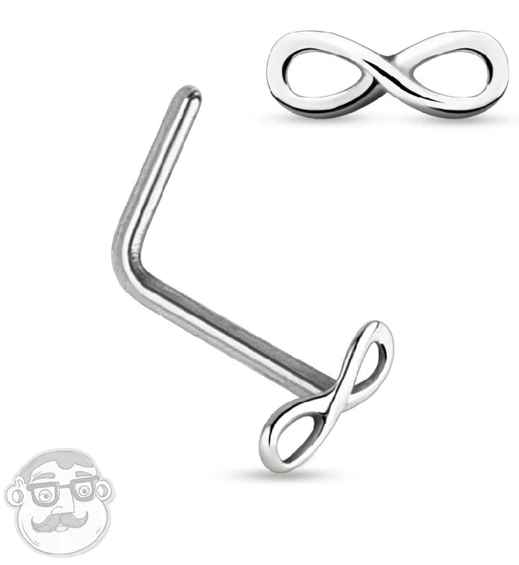 Women's casual rings-20G 14kt White Gold L Bend Infinity Nose Ring