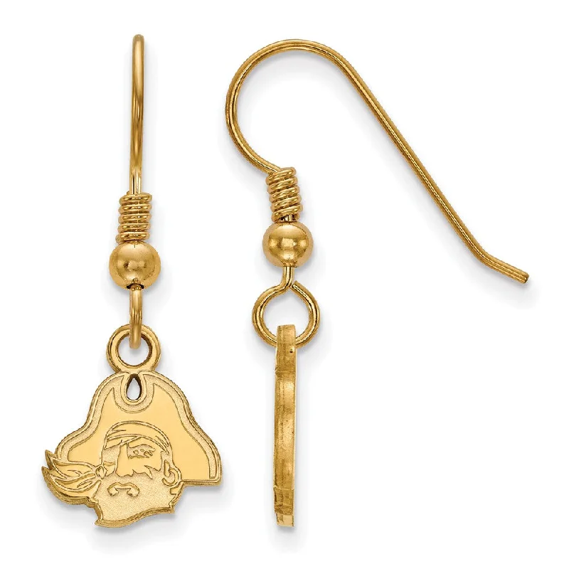 Women's holiday earrings-14k Gold Plated Silver East Carolina University Dangle Earrings