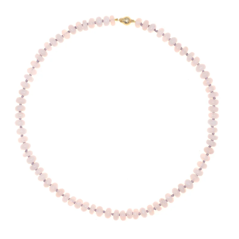 Women's chain necklaces-Beaded Rose Quartz Necklace with Lavender or Pink Silk