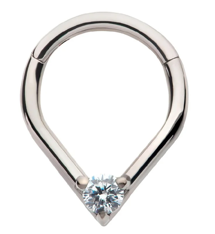 Women's sun rings-Point Clear CZ Titanium Hinged Segment Ring