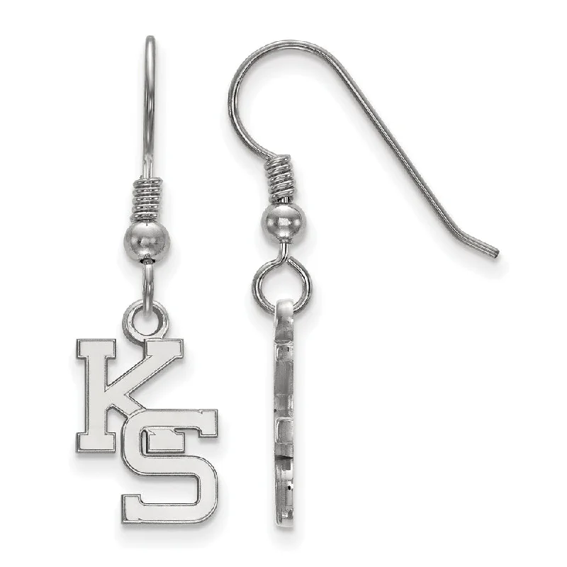 Women's travel earrings-Sterling Silver Kansas State University Small 'KS' Dangle Earrings