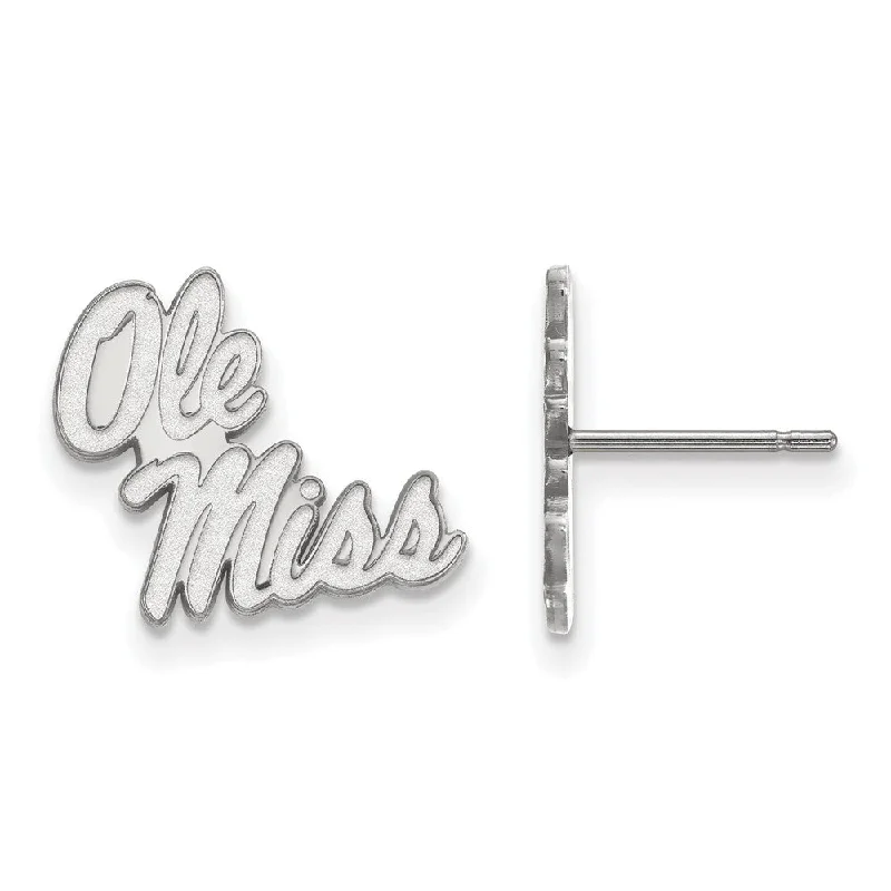 Women's cross earrings-10k White Gold University of Mississippi Small Post Earrings