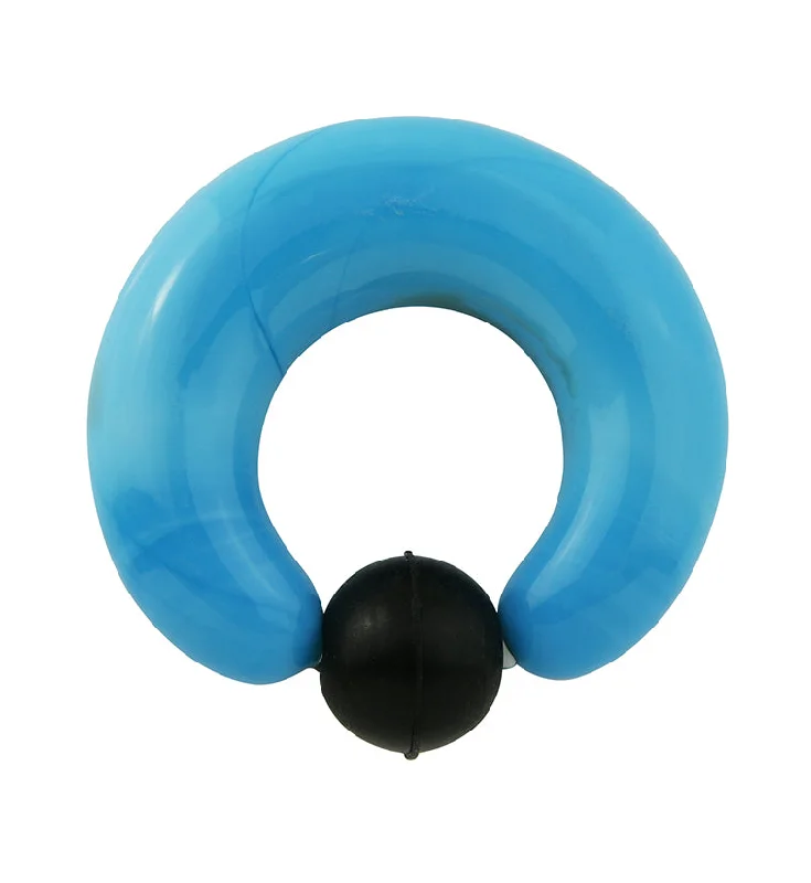 Women's spiritual rings-Blue Glass Captive Ring