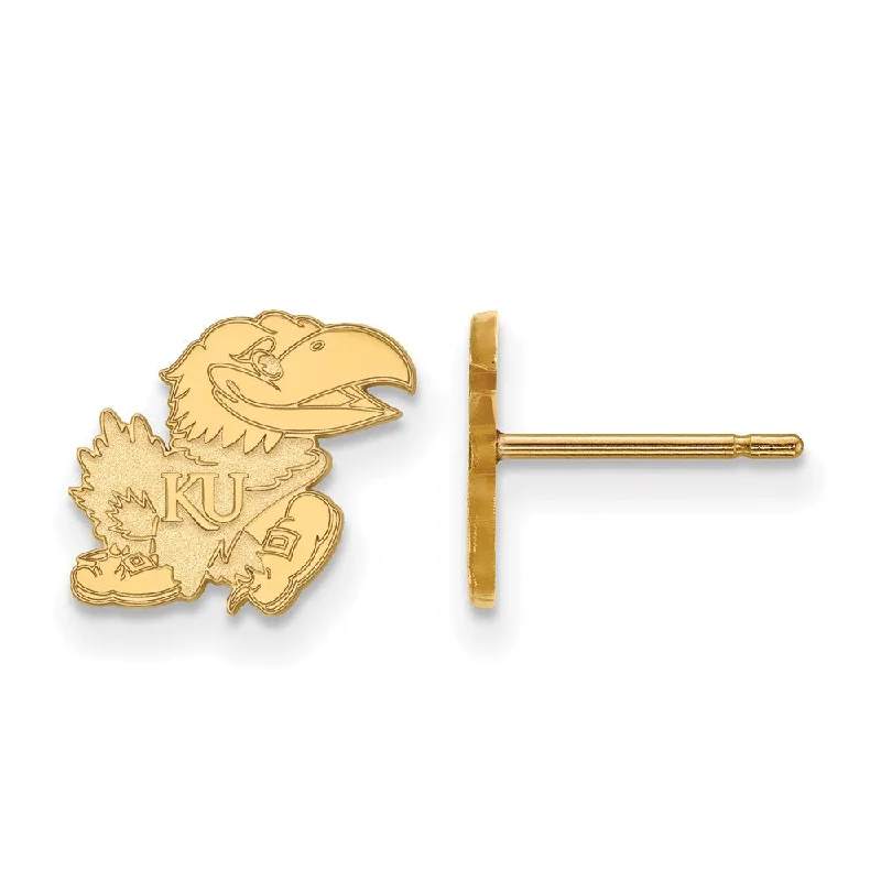 Women's lightweight earrings-14k Gold Plated Silver University of Kansas XS (Tiny) Post Earrings