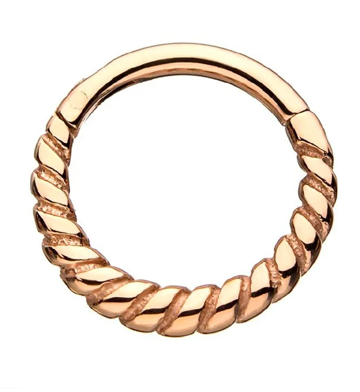 Women's crystal rings-Rose Gold PVD Twine Hinged Segment Ring