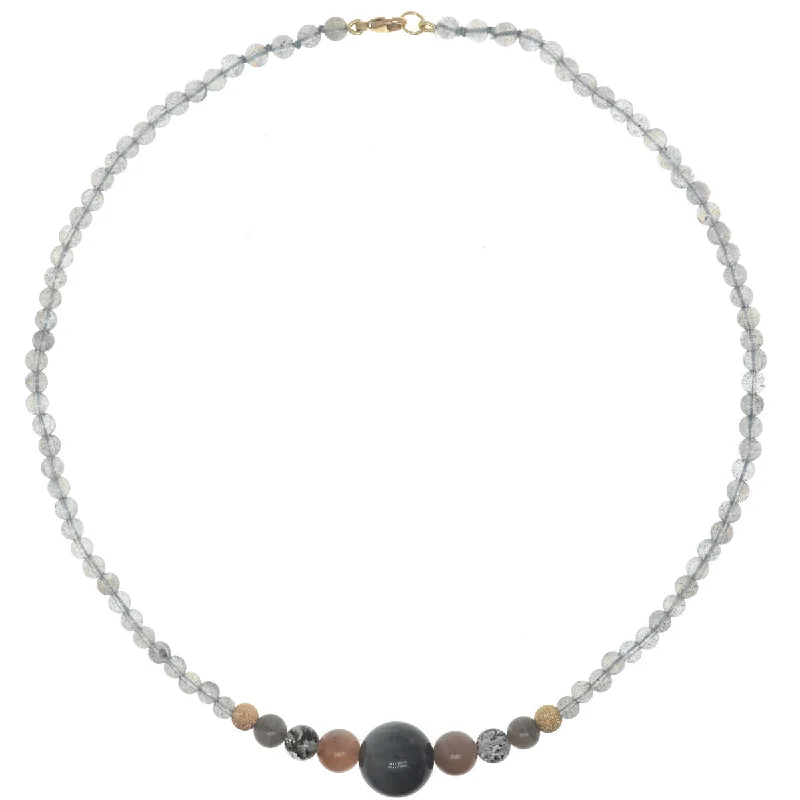 Women's gold-plated necklaces-Bubbles Necklace - Labradorite