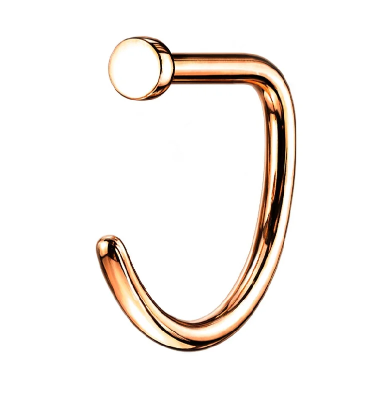 Women's everyday rings-Rose Gold Titanium Flat Nose Curve Ring