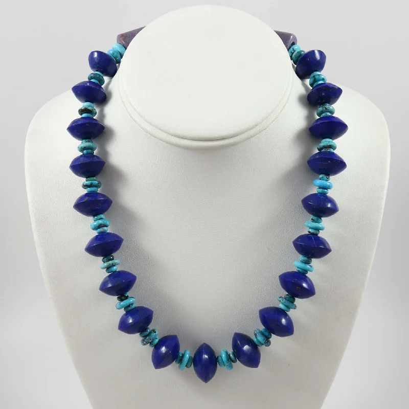 Women's spiritual necklaces-Lapis and Turquoise Necklace