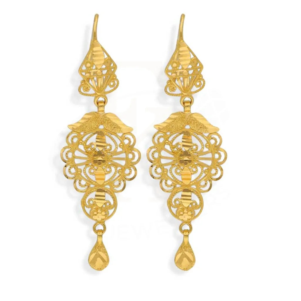 Women's silver earrings-Gold Drop Earrings 22KT - FKJERN22K2959