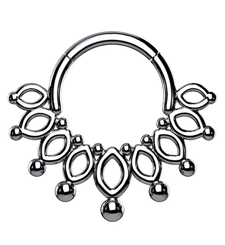 Women's religious rings-Ovoidal Fan Hinged Segment Ring