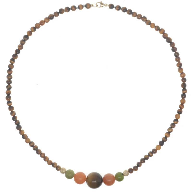 Handmade women's necklaces-Bubbles Necklace - TigersEye