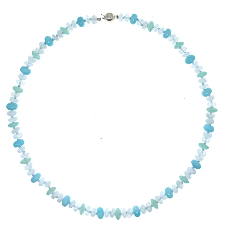 Luxury women's necklaces-Beaded Moonstone, Amazonite and Aventurine Necklace