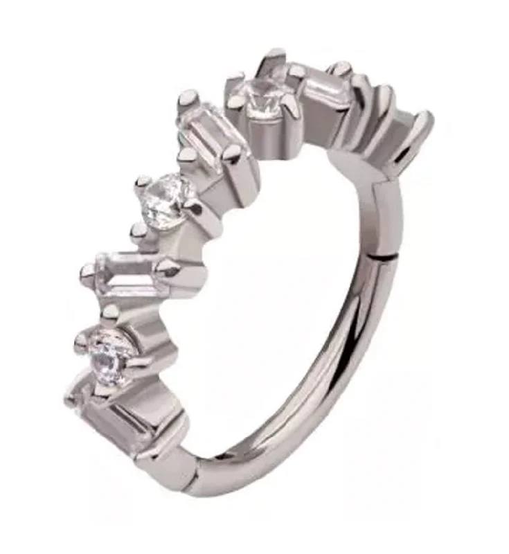 Women's eternity rings-Lithic CZ Hinged Segment Ring