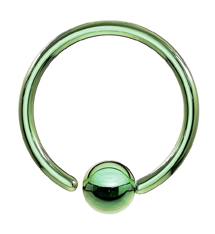 Women's anniversary rings-Green PVD Fixed Ball Captive Ring