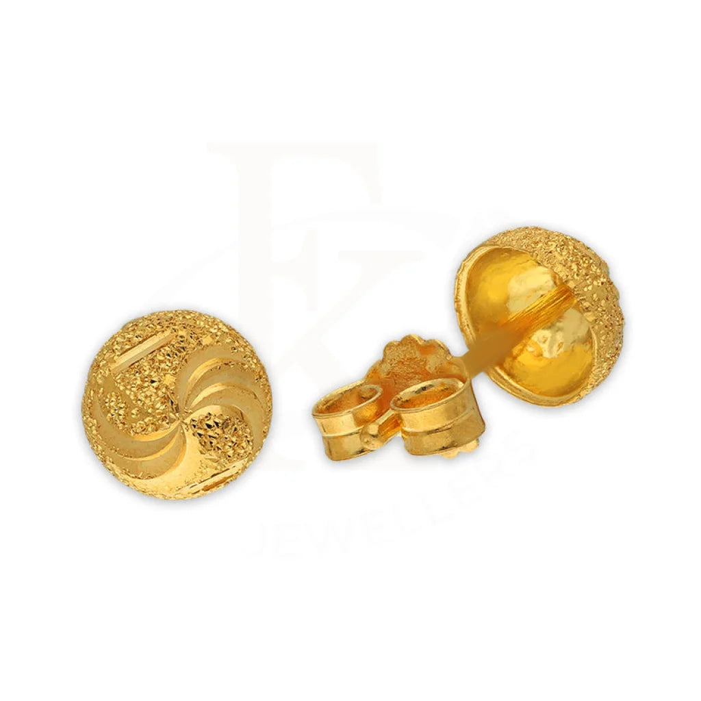 Women's seasonal earrings-Gold Round Shaped Stud Earrings 22KT - FKJERN22K3129