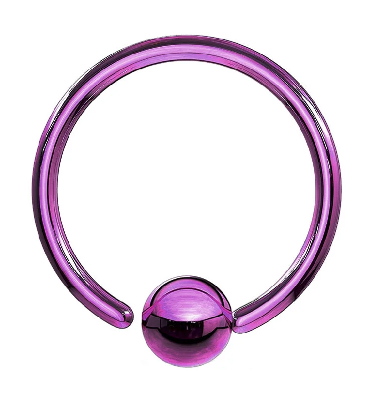 Vintage women's rings-Purple PVD Fixed Ball Captive Ring