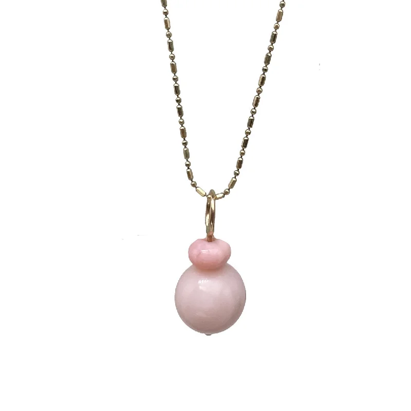 Women's unique necklaces-Lucky Pom Charm Double Pink Opal