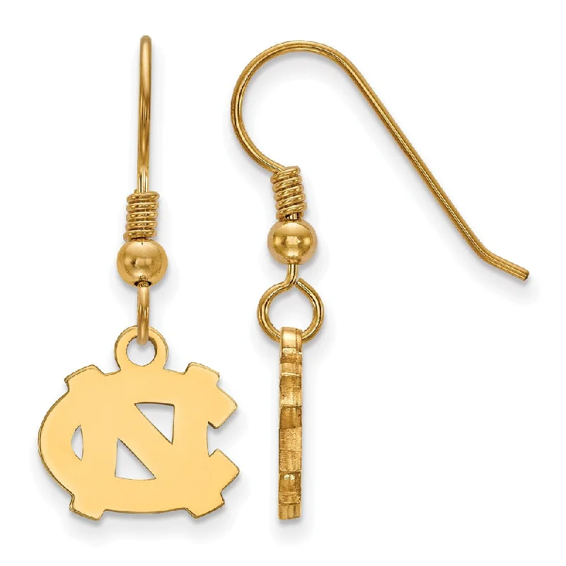 Women's emerald earrings-14k Gold Plated Silver U of North Carolina XS (Tiny) Dangle Earring