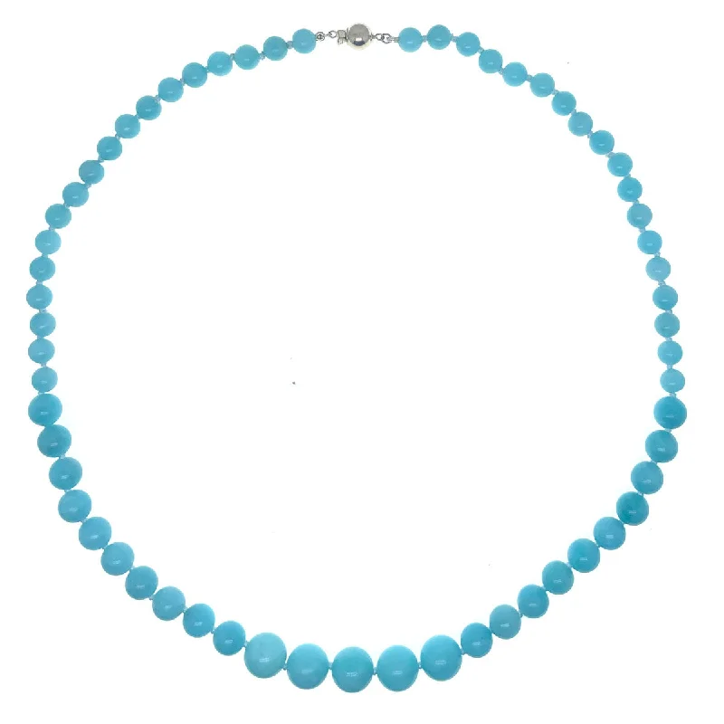 Women's formal necklaces-Graduated Round Beaded Amazonite Necklace