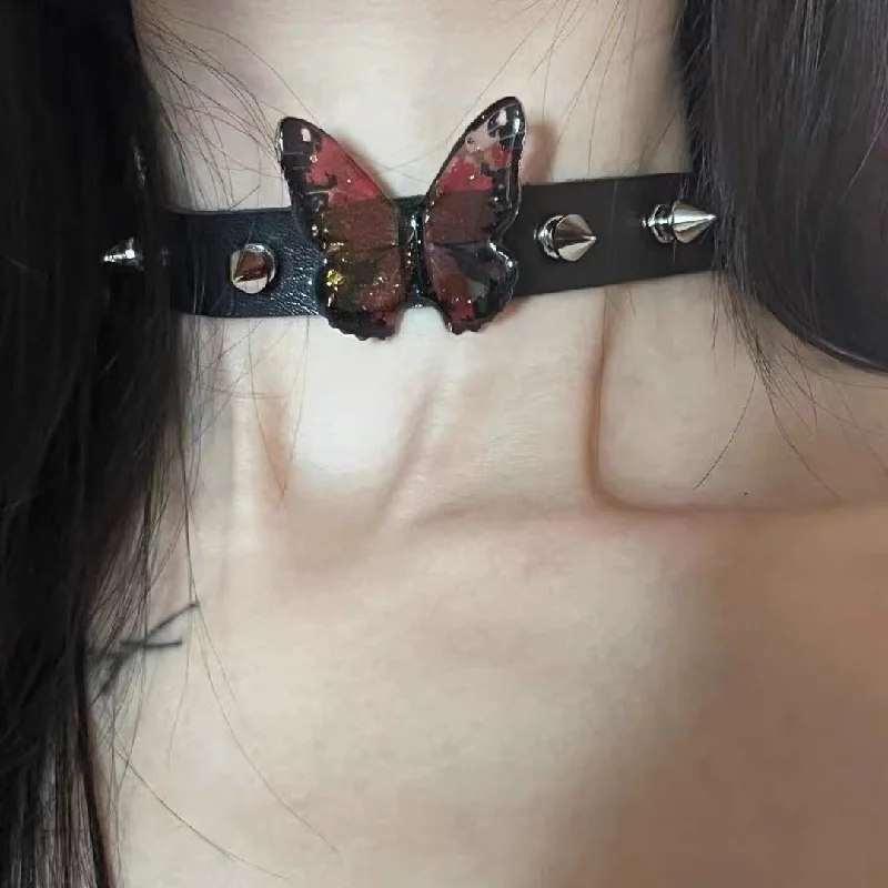 Women's unique necklaces-Butterfly Y2K Retro Punk Shrink Film Necklace