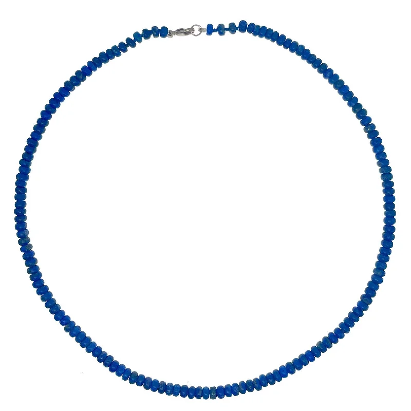 Women's K gold necklaces-Beaded Mini Lapis Necklace