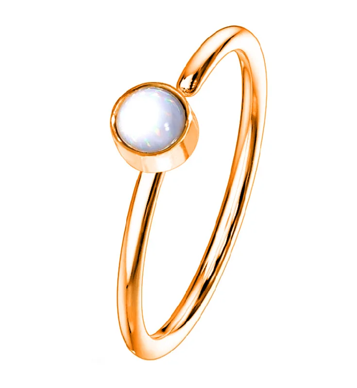 Affordable women's rings-20G Rose Gold Micro Escent Stainless Steel Nose Ring Hoop