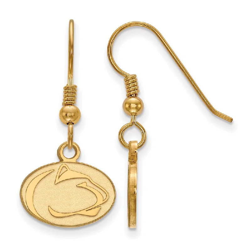 High-end women's earrings-14k Gold Plated Silver Penn State University XS (Tiny) Dangle Earrings