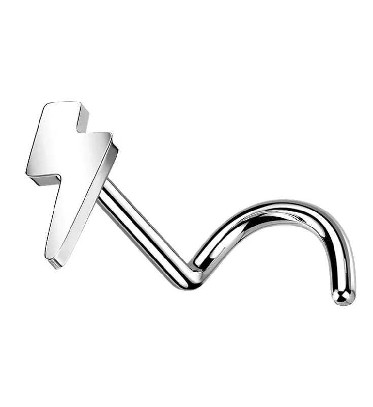 Women's heirloom rings-Lightning Bolt Titanium Threadless Nose Screw Ring