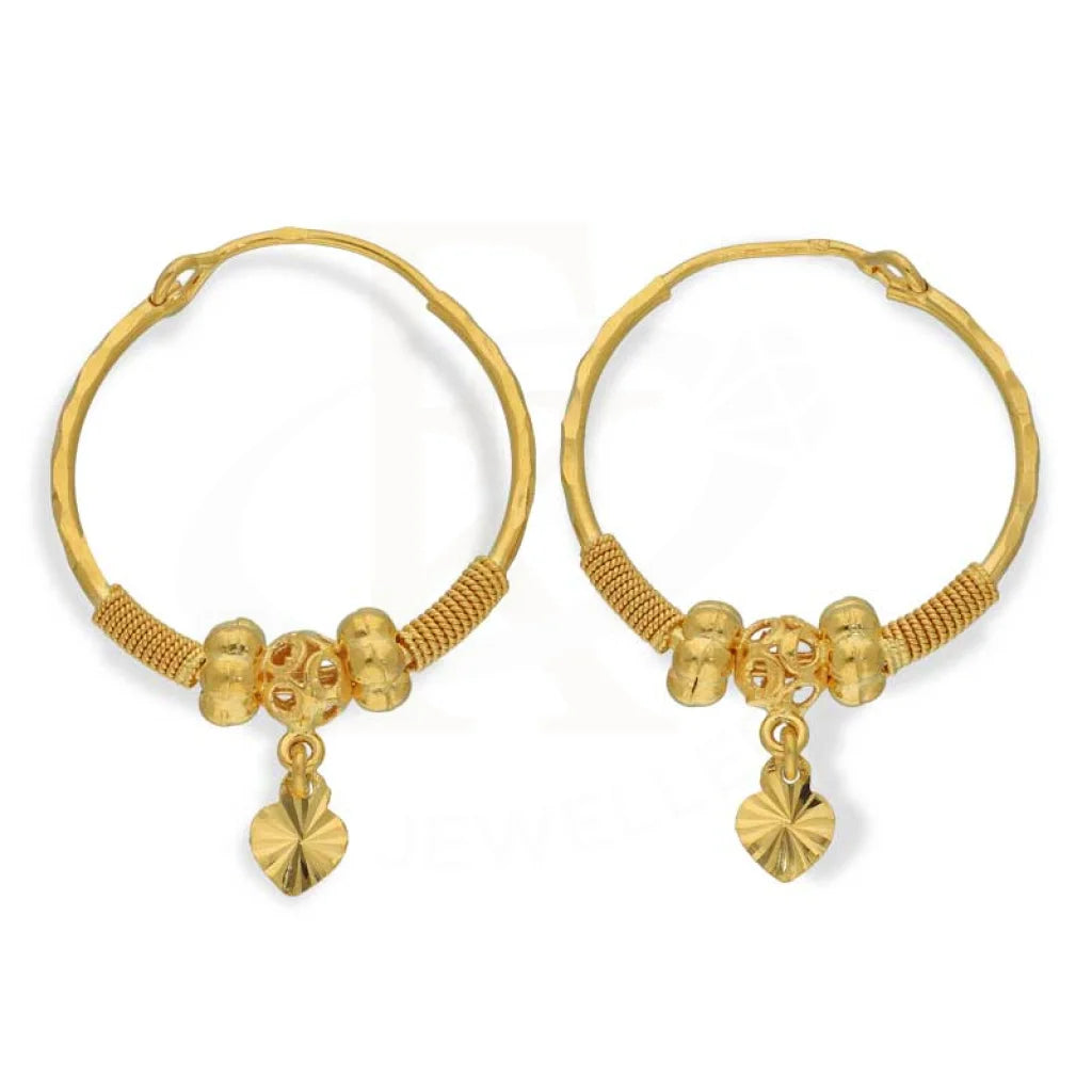 Women's birthstone earrings-Gold Hoop Earrings 22KT - FKJERN22K2698