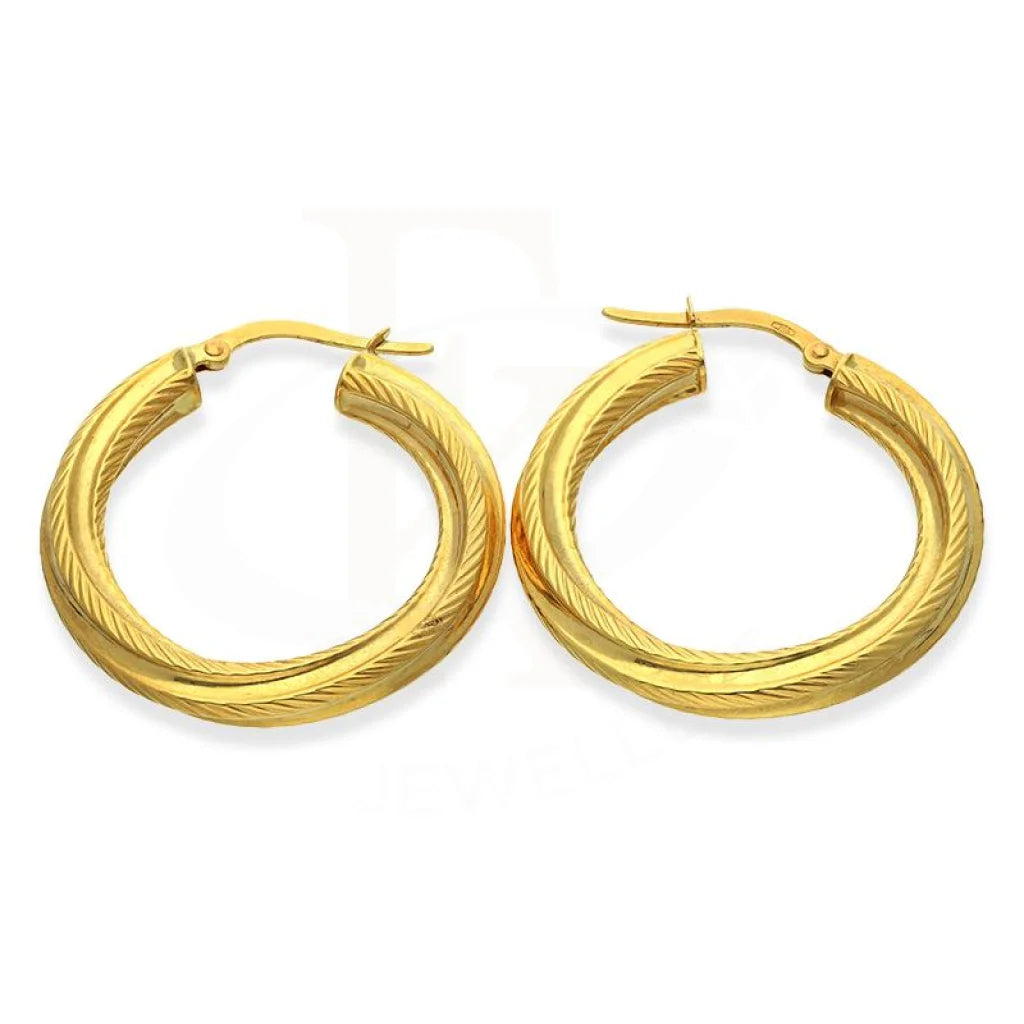 Women's astrology earrings-Gold Clip on Hoop Earrings 18KT - FKJERN18K2449