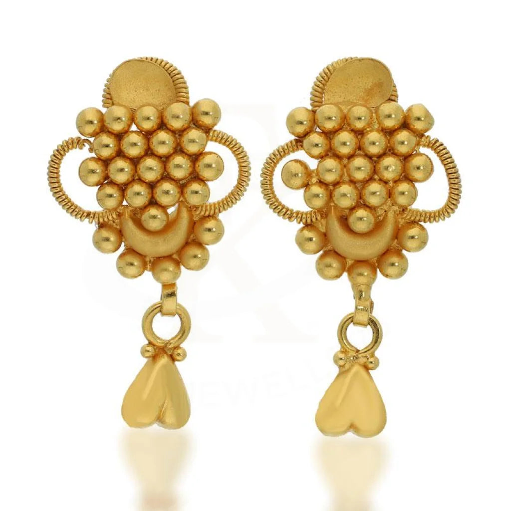 Women's everyday earrings-Gold Drop Earrings 22KT - FKJERN1464