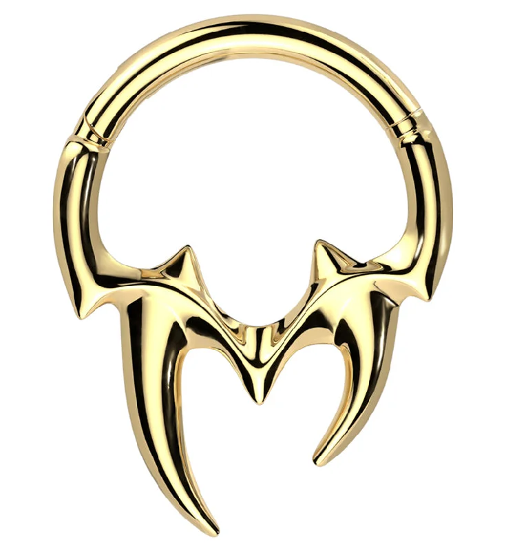 Women's luxury brand rings-Gold PVD Fangs Stainless Steel Hinged Segment Ring