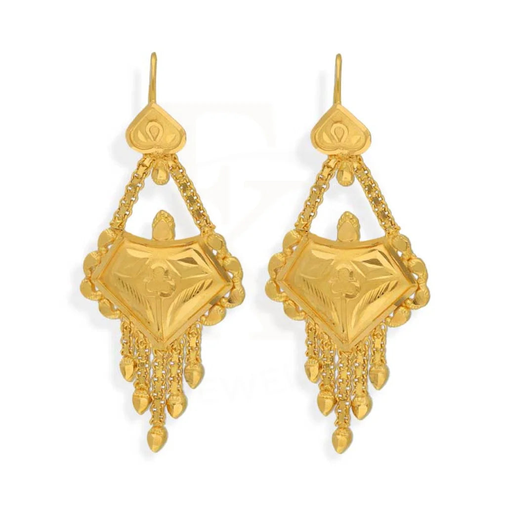 Custom women's earrings-Gold Drop Earrings 22KT - FKJERN22K2957