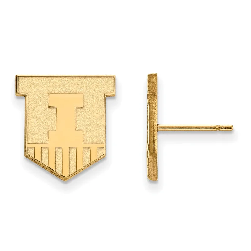 Women's formal earrings-14k Gold Plated Silver University of Illinois Small Post Earrings