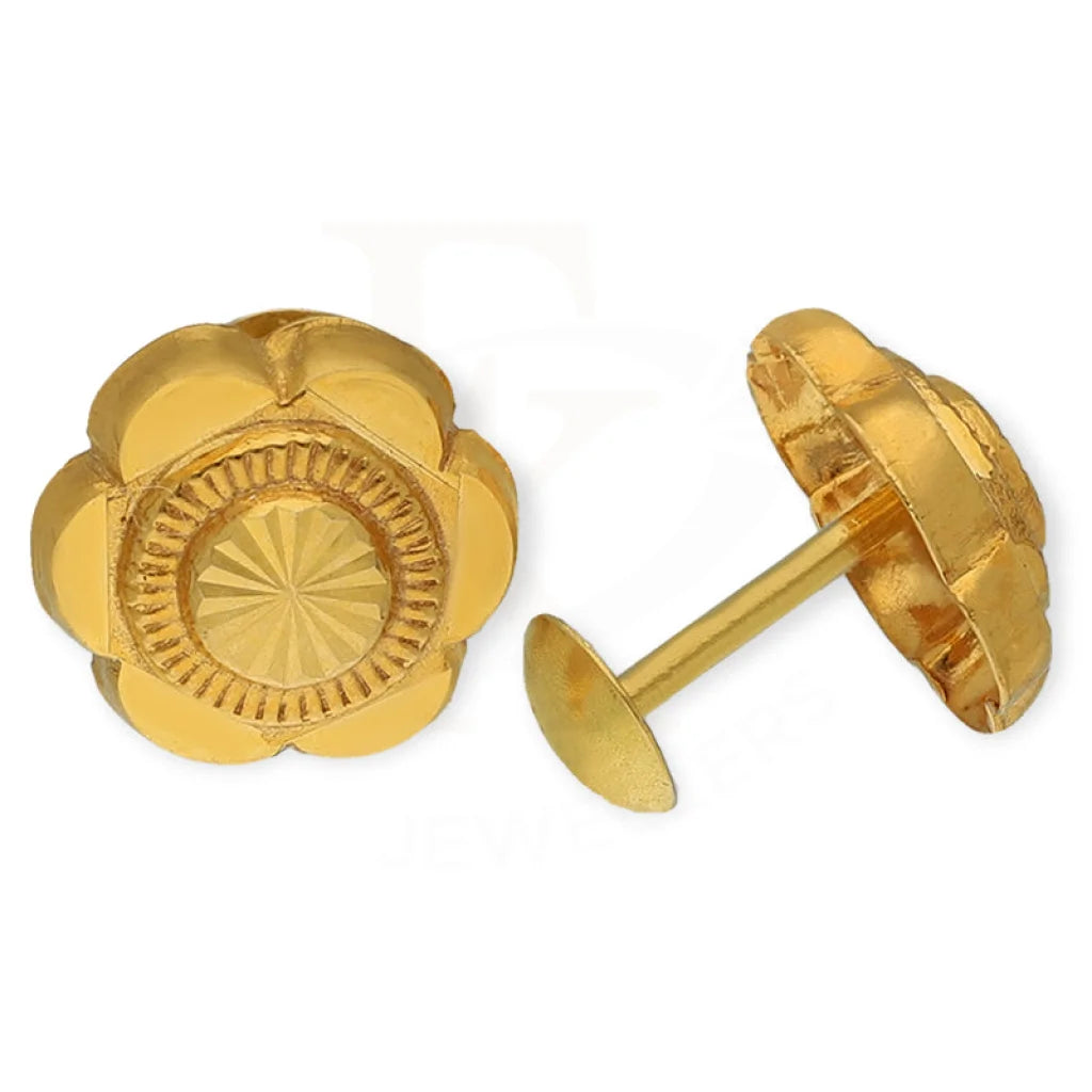 Women's silver-plated earrings-Gold Flower Shaped Second Stud Earrings 18KT - FKJERN18K3147