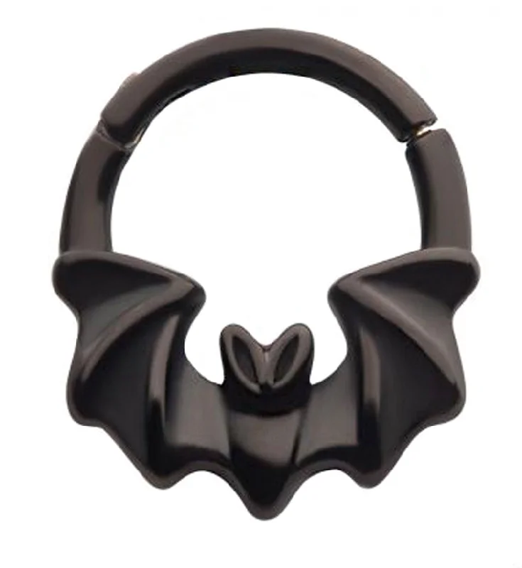 Women's gemstone rings-Black Bat Hinged Segment Ring