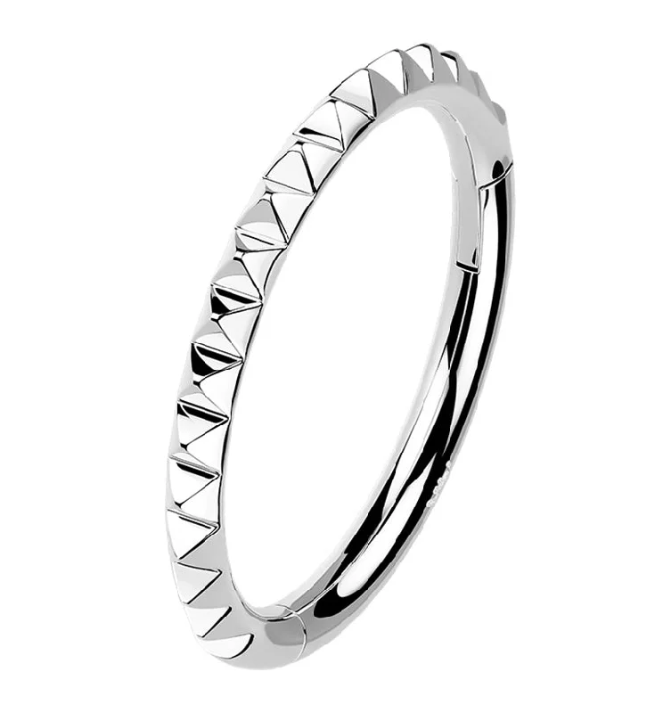 Women's religious rings-14kt White Gold Polyhedra Edge Hinged Segment Ring