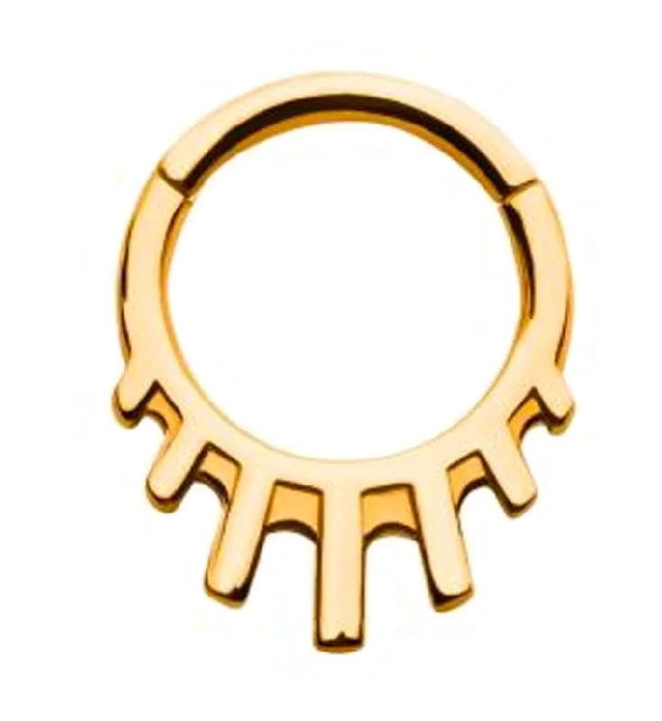 Women's alloy rings-Gold PVD Drop Bars Hinged Segment Ring