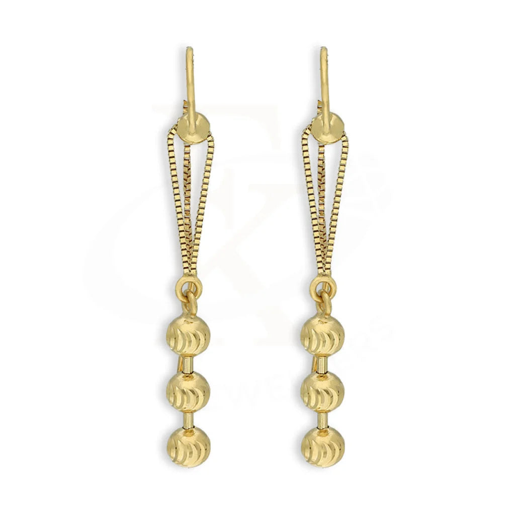 Women's gift earrings-Gold Hanging Balls Drop Earrings 18KT - FKJERN18K5233