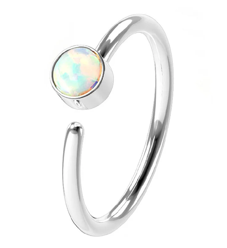 Women's unique rings-20G White Opalite Top Hoop Ring