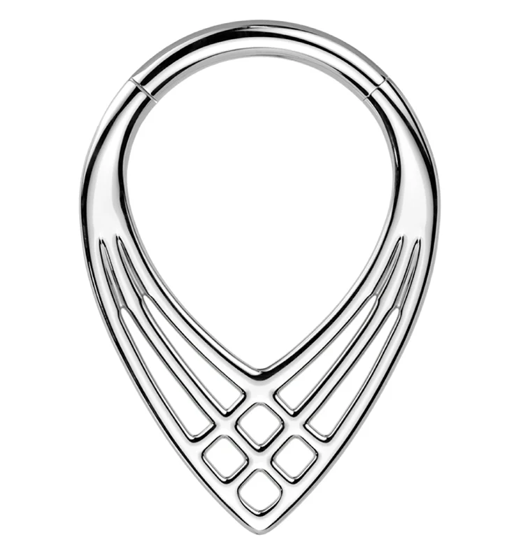 Women's anniversary rings-Criss Cross Teardrop Titanium Segment Ring