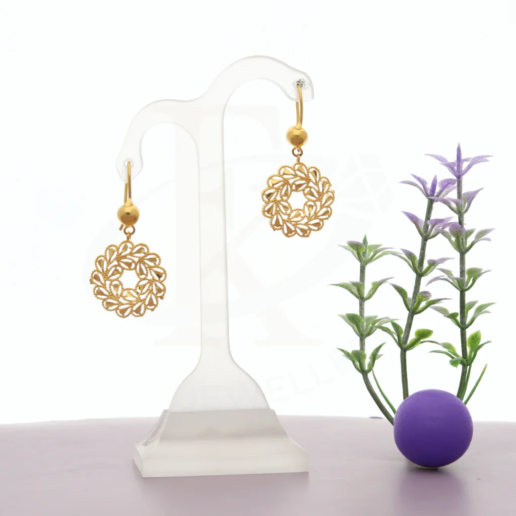 Women's minimalist earrings-Gold Hollow Shaped Earring 21KT - FKJERN21K7754