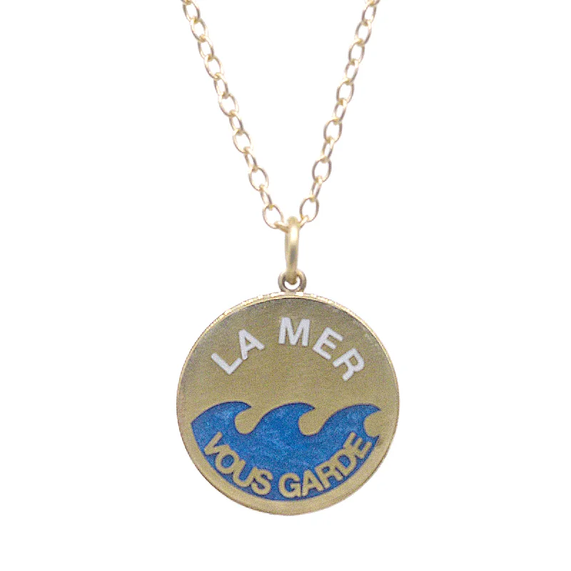 Women's birthday gift necklaces-XL Enamel La Mer Vous Garde Necklace