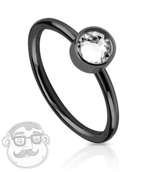 Women's leather rings-20G Black Stainless Steel CZ Diamond Nose Ring