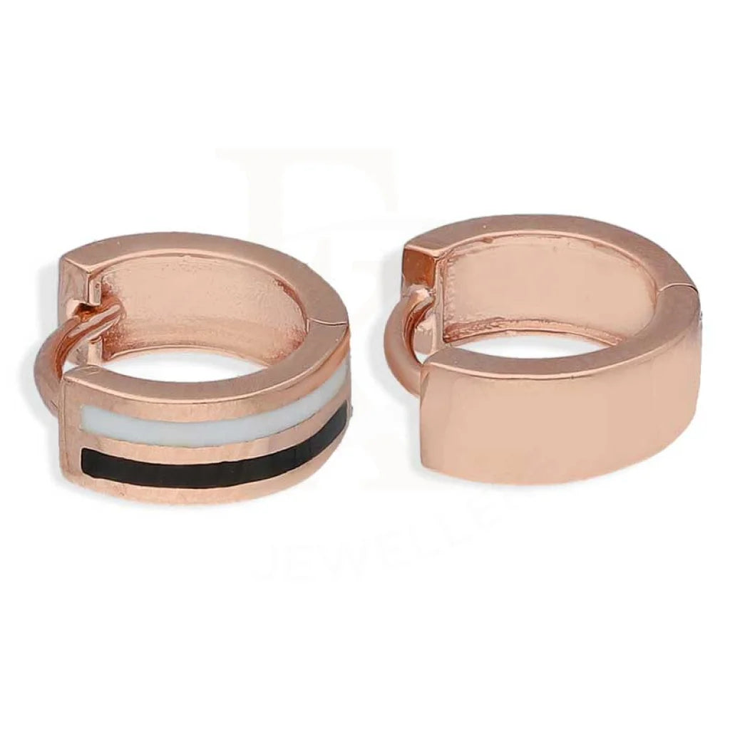 Women's photo earrings-Sterling Silver 925 Rose Gold Plated Clip On Hoop Earrings - FKJERNSL2863